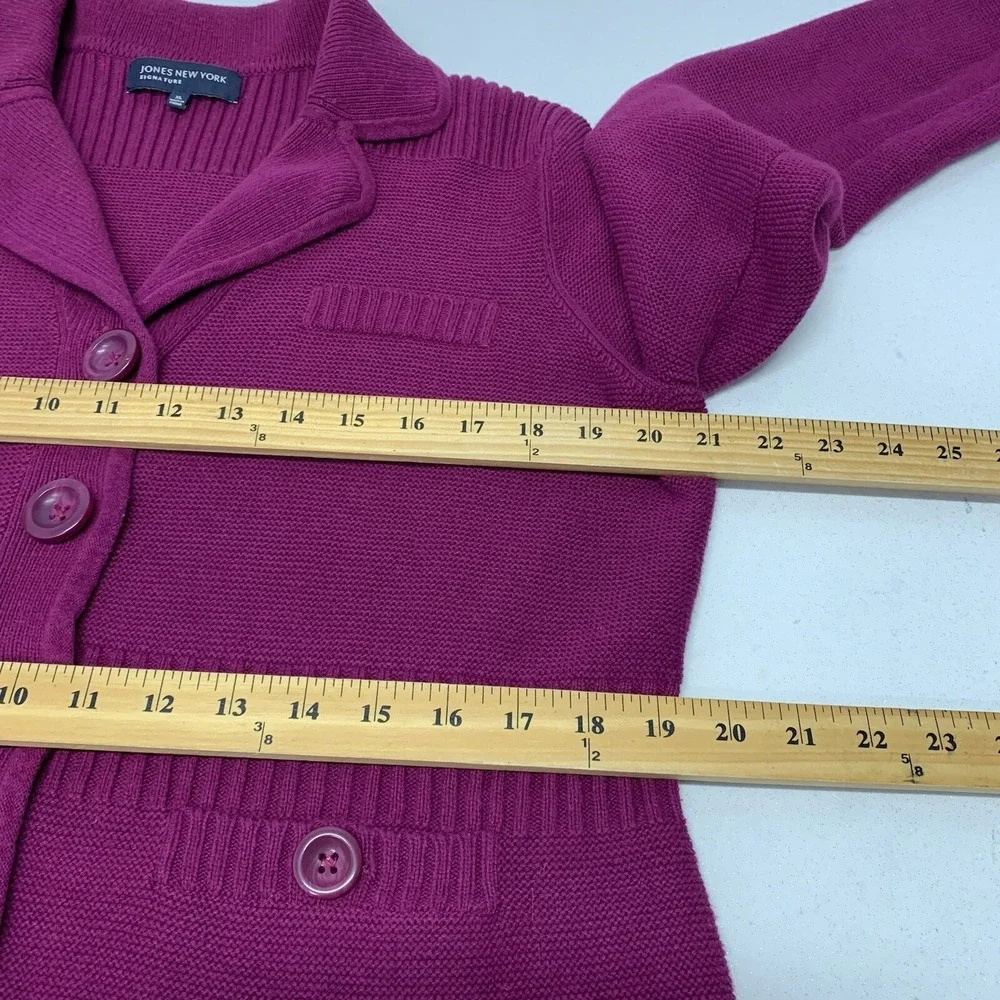 Jones NY Waffle Knit Button Up Sweater Blazer Purple Woman XL‎ Business Casual